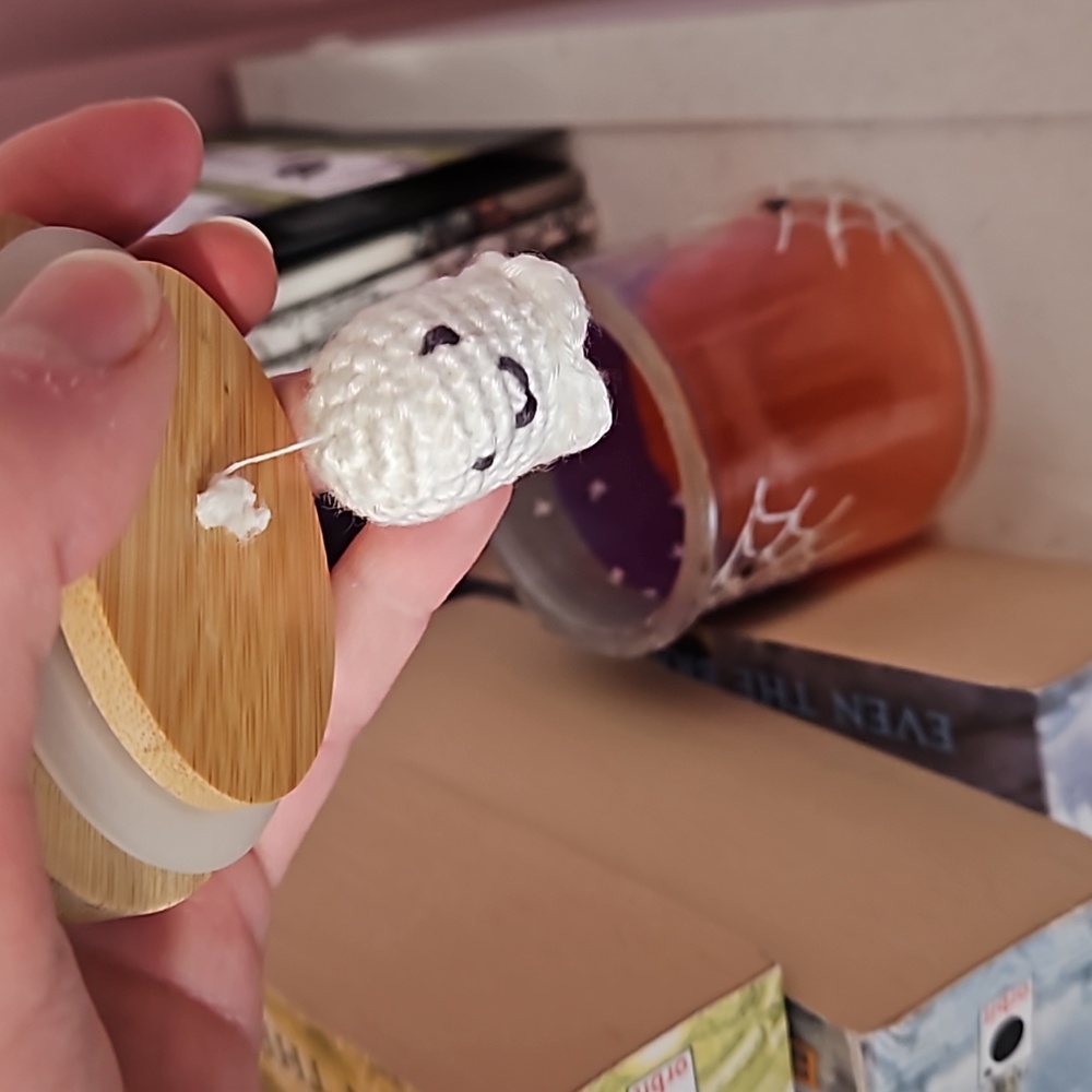 Ghost in an Upcycled Oui Jar - Picture 2 of 7